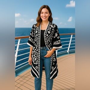 Black & White Open Boho Kaftan